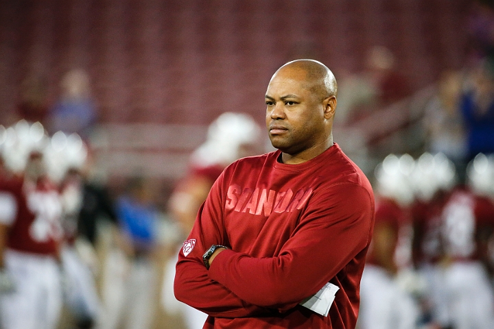 130907-Stanford-SanJose-027.JPG - Sept.7, 2013; Stanford, CA, USA; Stanford Cardinal head coach David Shaw during game against the San Jose State Spartans at  Stanford Stadium. Stanford defeated San Jose State 34-13.